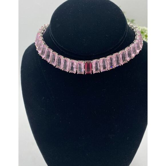 KVK Designer Blossom Collection Pink Purple Chrystal Choker Silver Bolo Closure - Picture 5 of 11